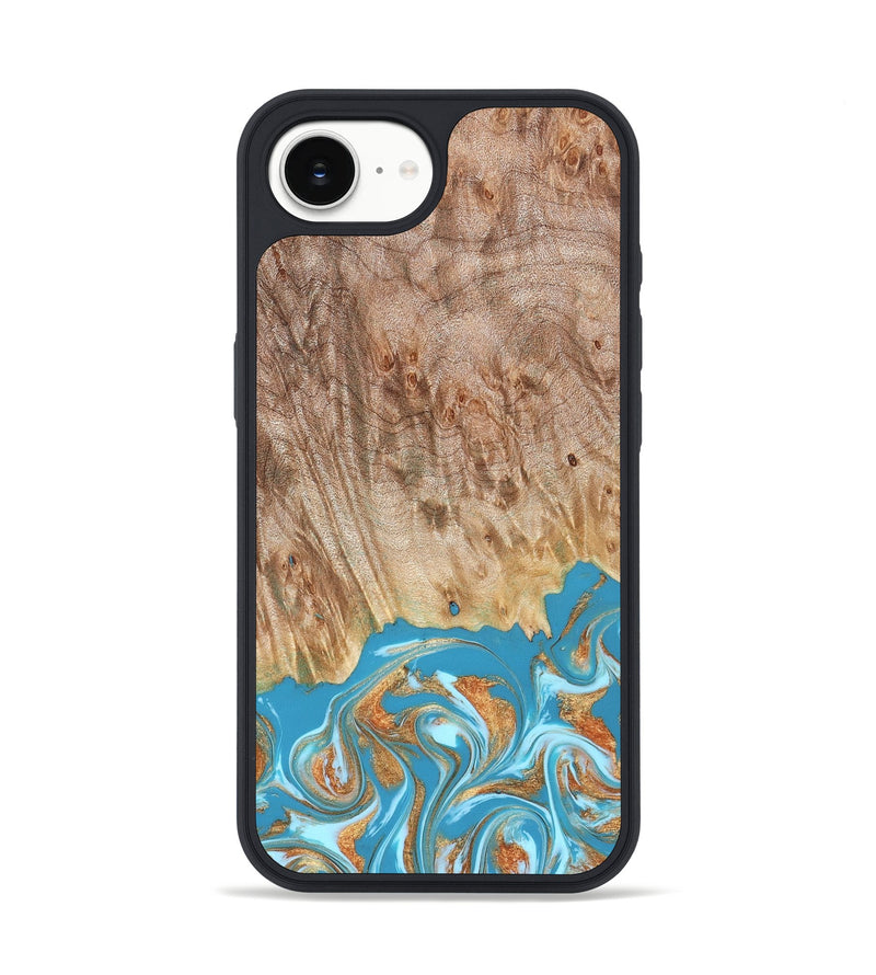 iPhone 17e Wood Phone Case - Brianna (Teal & Gold, 822888)