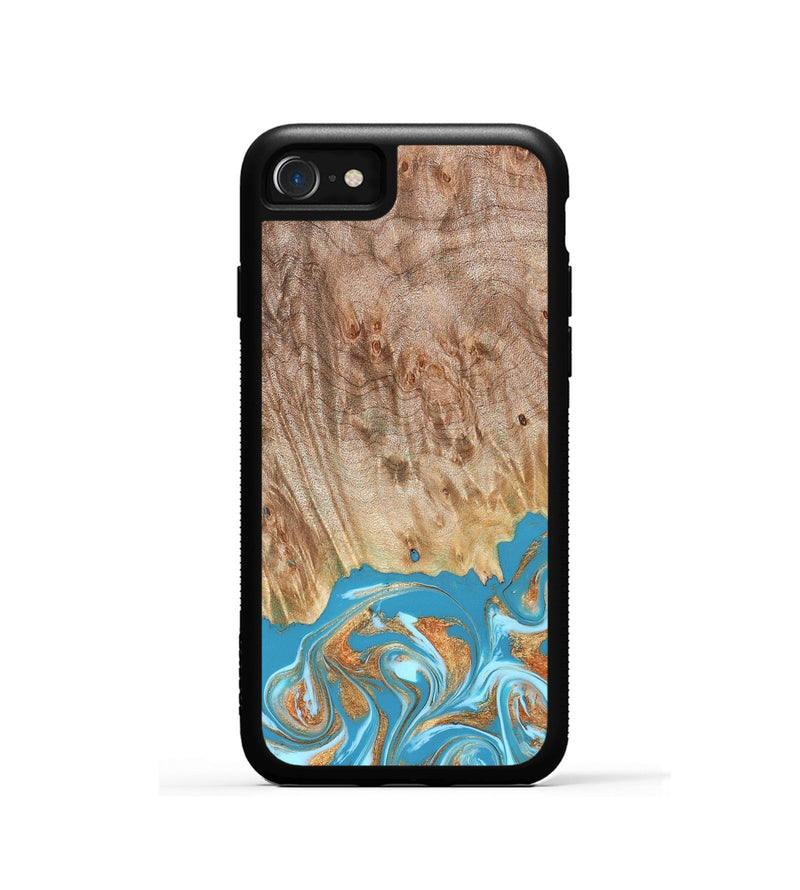 iPhone SE Wood Phone Case - Brianna (Teal & Gold, 822888)