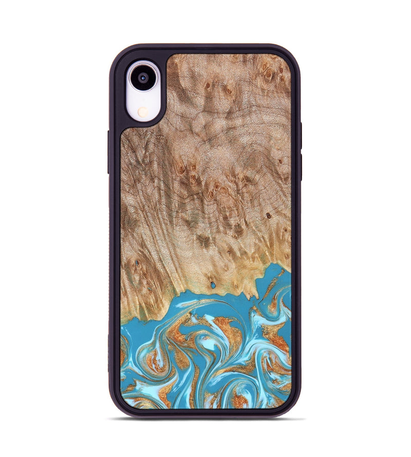 iPhone Xr Wood Phone Case - Brianna (Teal & Gold, 822888)