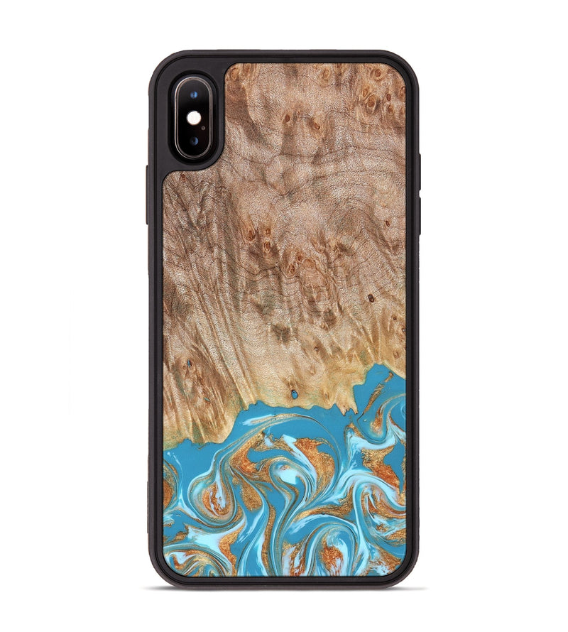 iPhone Xs Max Wood Phone Case - Brianna (Teal & Gold, 822888)