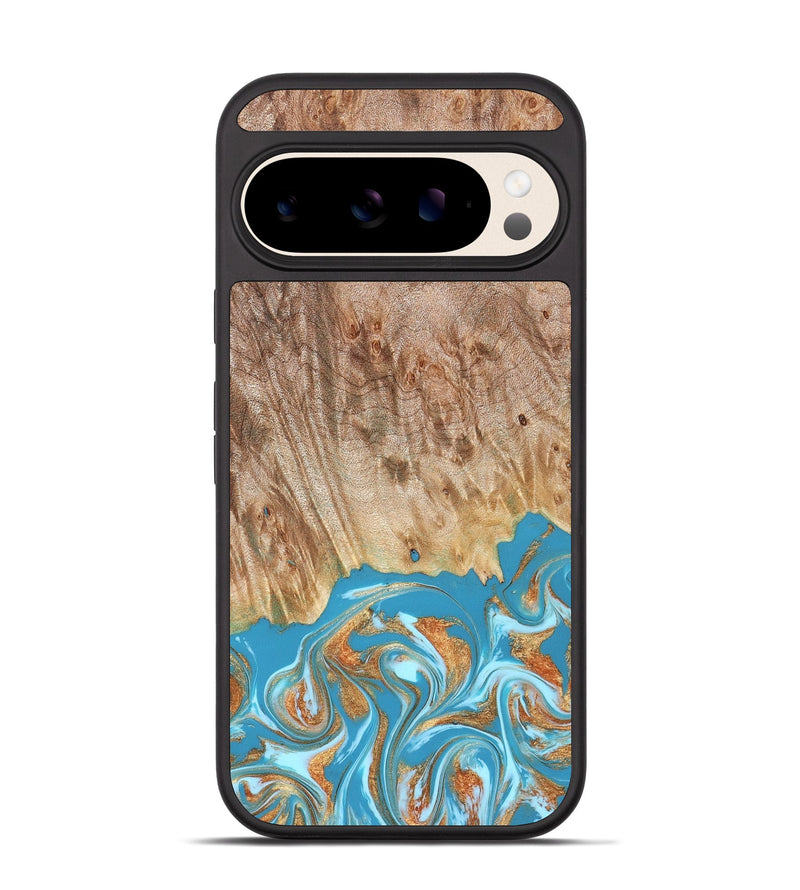 Pixel 10 Wood Phone Case - Brianna (Teal & Gold, 822888)