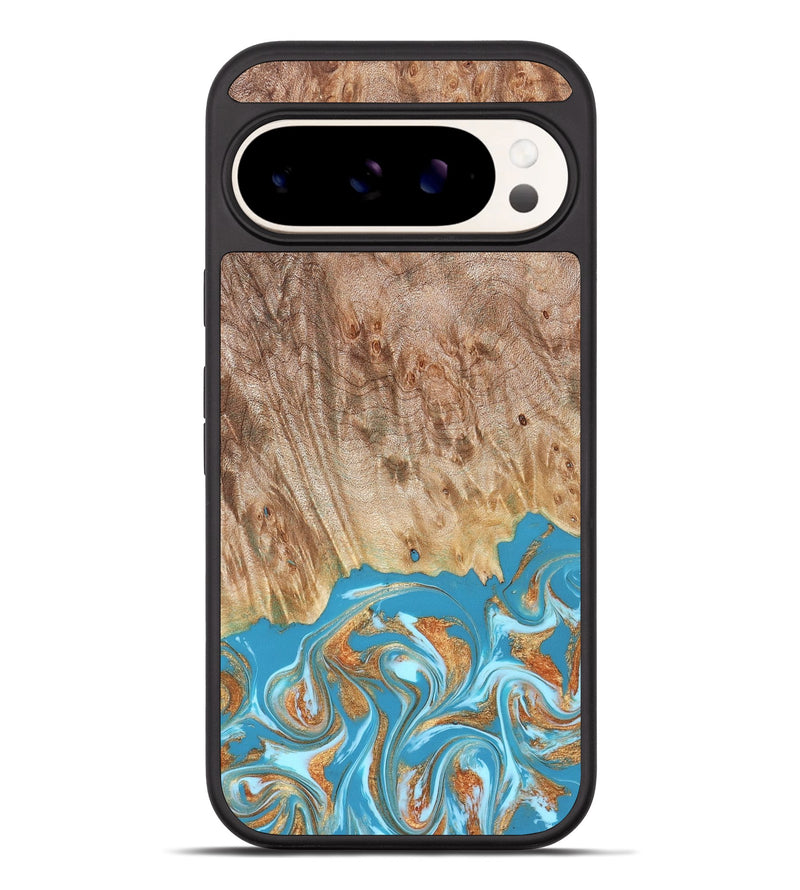 Pixel 10 Pro XL Wood Phone Case - Brianna (Teal & Gold, 822888)