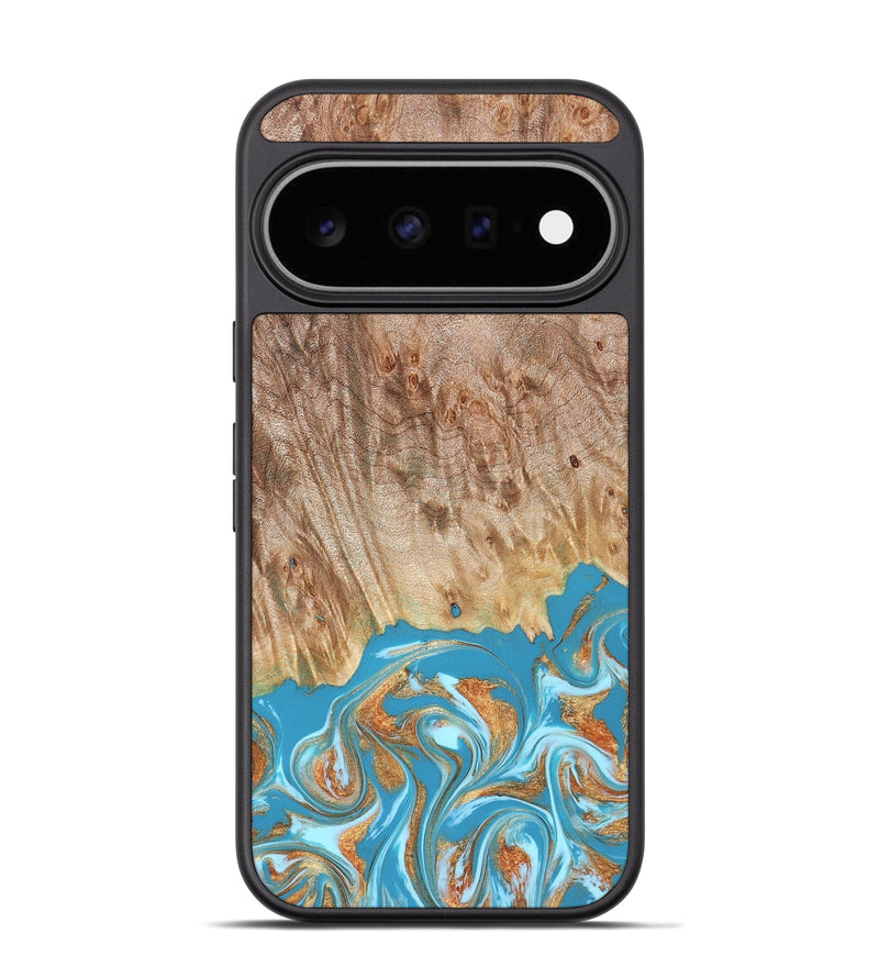 Pixel 11 Pro Wood Phone Case - Brianna (Teal & Gold, 822888)