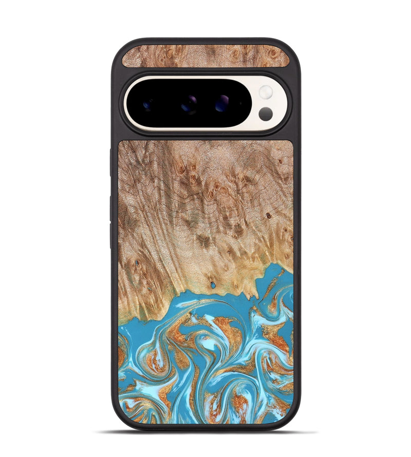 Pixel 9 Pro Wood Phone Case - Brianna (Teal & Gold, 822888)