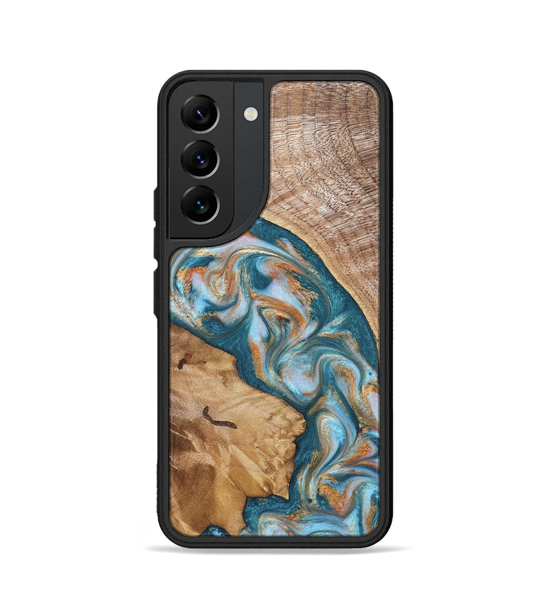 Galaxy S22 Wood Phone Case - Bertie (Teal & Gold, 822890)