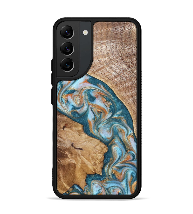 Galaxy S22 Plus Wood Phone Case - Bertie (Teal & Gold, 822890)