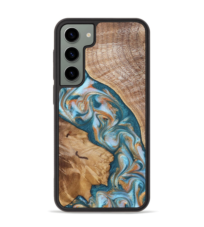 Galaxy S23 Plus Wood Phone Case - Bertie (Teal & Gold, 822890)