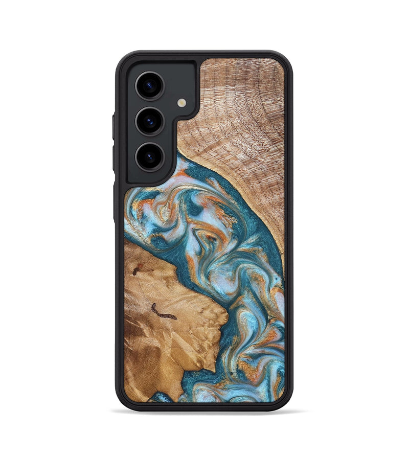Galaxy S24 Wood Phone Case - Bertie (Teal & Gold, 822890)