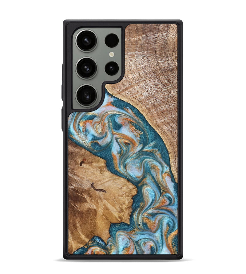 Galaxy S24 Ultra Wood Phone Case - Bertie (Teal & Gold, 822890)