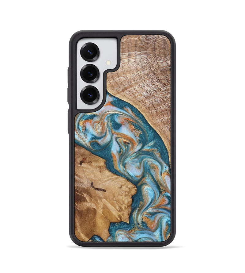 Galaxy S25 Wood Phone Case - Bertie (Teal & Gold, 822890)