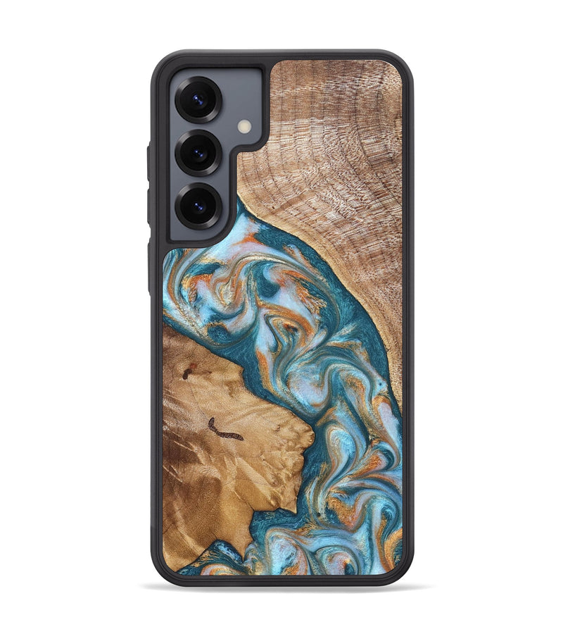 Galaxy S25 Plus Wood Phone Case - Bertie (Teal & Gold, 822890)