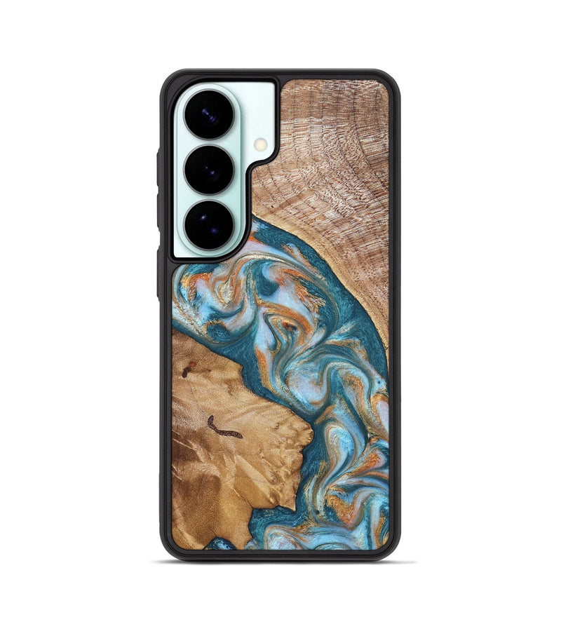Galaxy S26 Wood Phone Case - Bertie (Teal & Gold, 822890)
