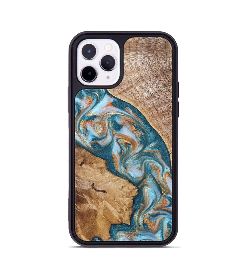 iPhone 11 Pro Wood Phone Case - Bertie (Teal & Gold, 822890)