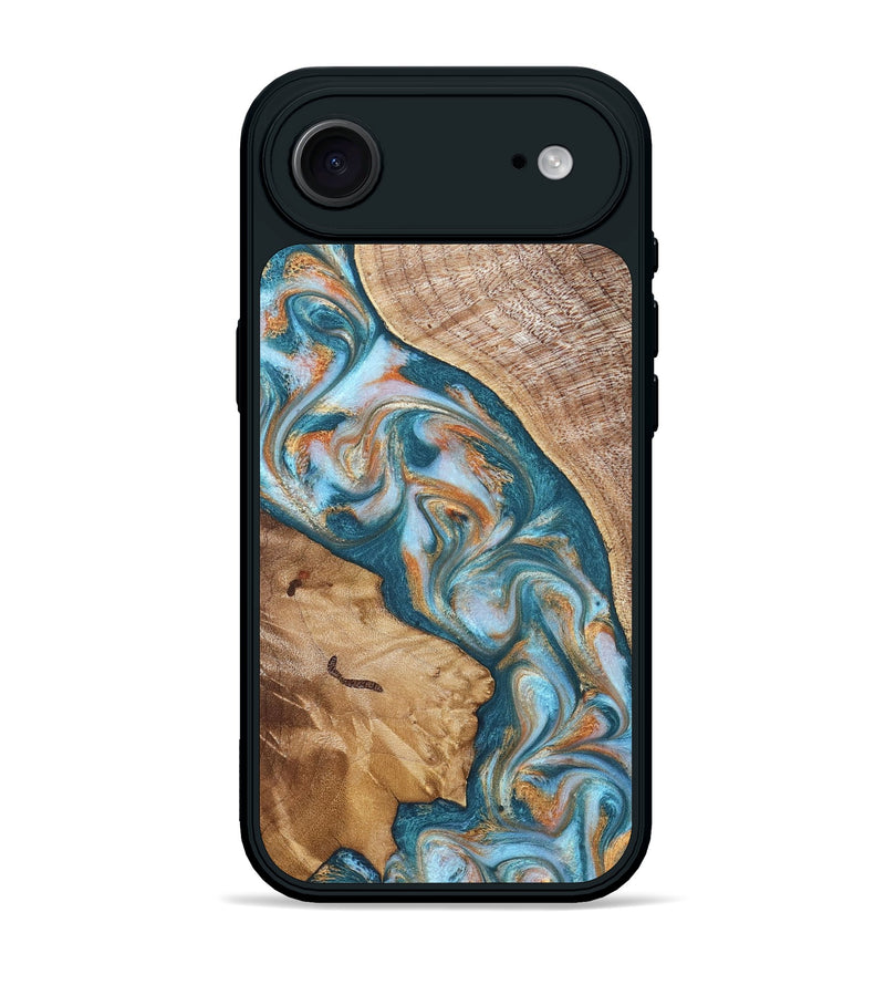 iPhone 17 Air Wood Phone Case - Bertie (Teal & Gold, 822890)