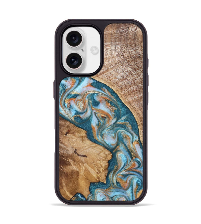 iPhone 17 Wood Phone Case - Bertie (Teal & Gold, 822890)