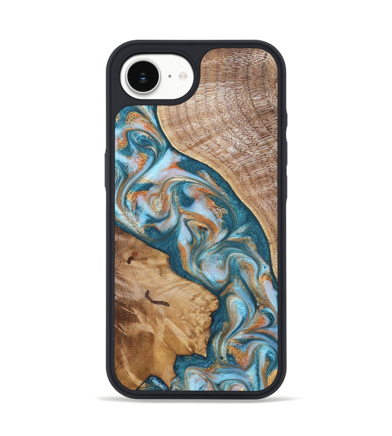 iPhone 17e Wood Phone Case - Bertie (Teal & Gold, 822890)
