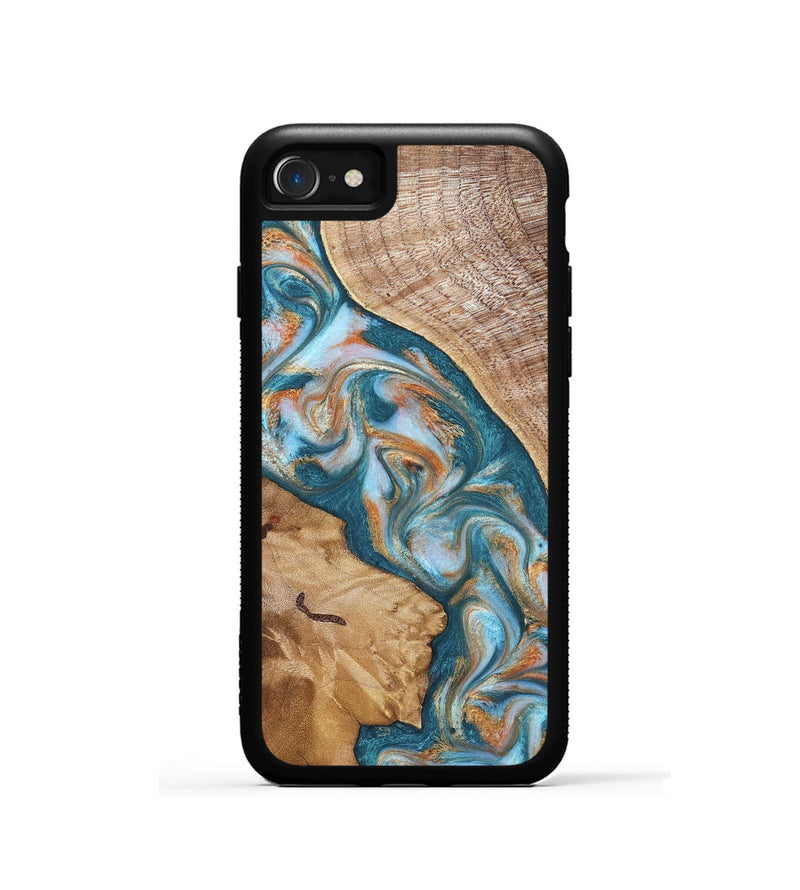 iPhone SE Wood Phone Case - Bertie (Teal & Gold, 822890)