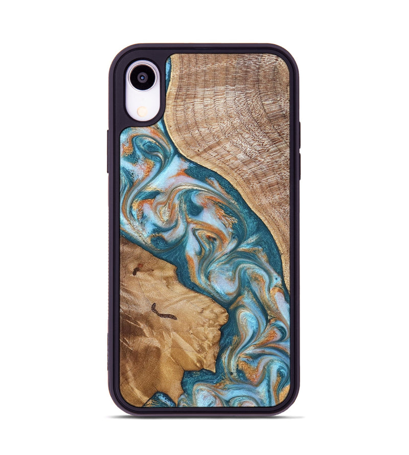 iPhone Xr Wood Phone Case - Bertie (Teal & Gold, 822890)