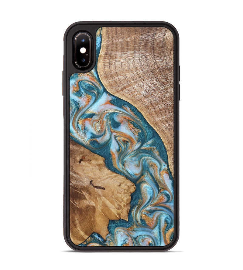iPhone Xs Max Wood Phone Case - Bertie (Teal & Gold, 822890)