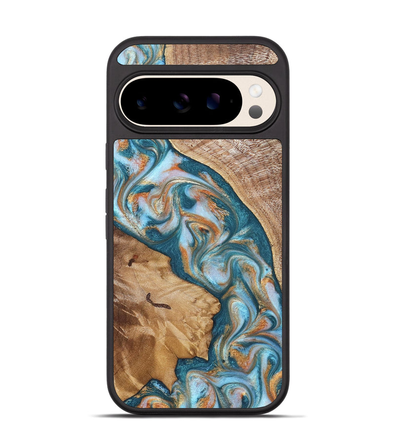 Pixel 10 Wood Phone Case - Bertie (Teal & Gold, 822890)