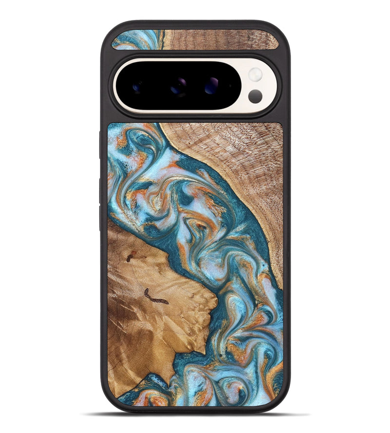 Pixel 10 Pro XL Wood Phone Case - Bertie (Teal & Gold, 822890)