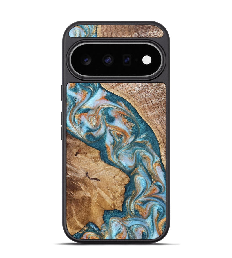 Pixel 11 Pro Wood Phone Case - Bertie (Teal & Gold, 822890)