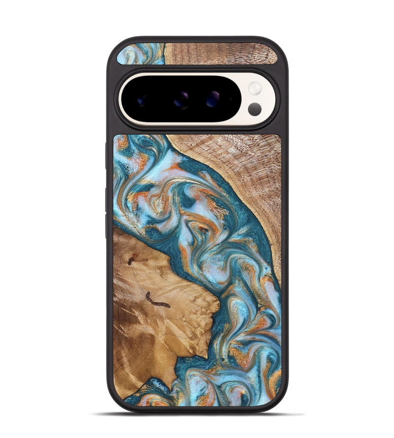 Pixel 9 Wood Phone Case - Bertie (Teal & Gold, 822890)
