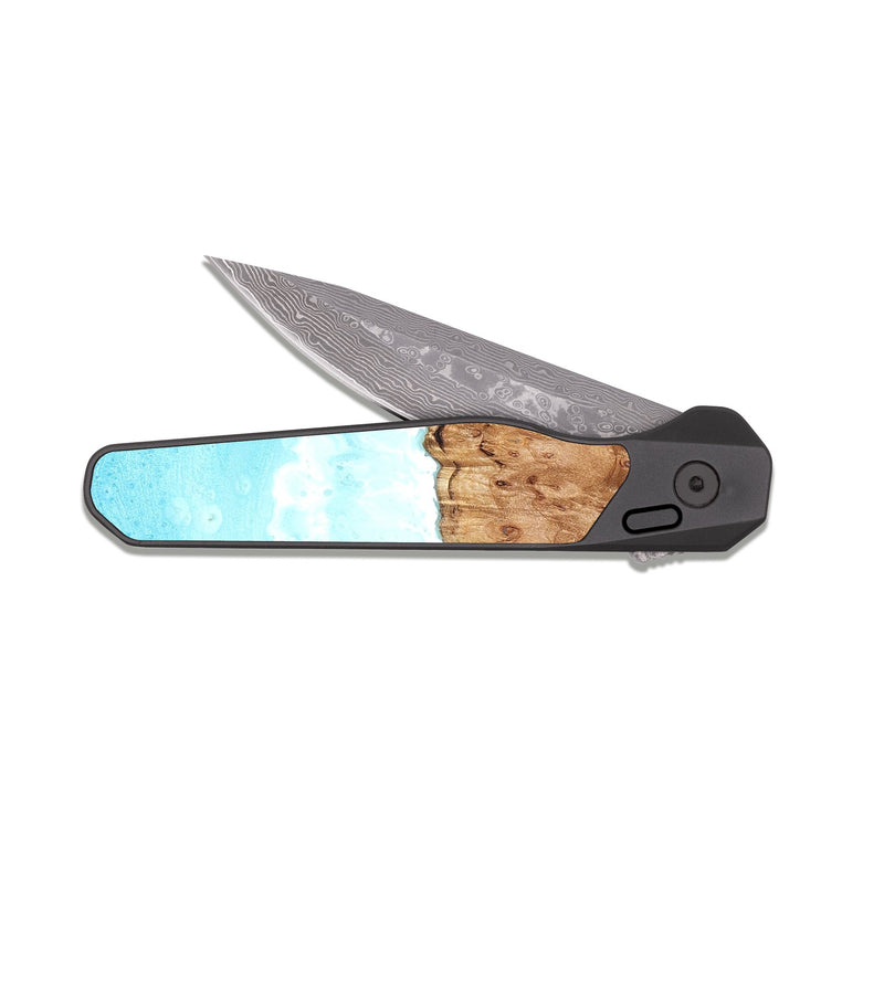EDC Dark Damascus Wood Pocket Knife - Marlee (Coastal, 822907)