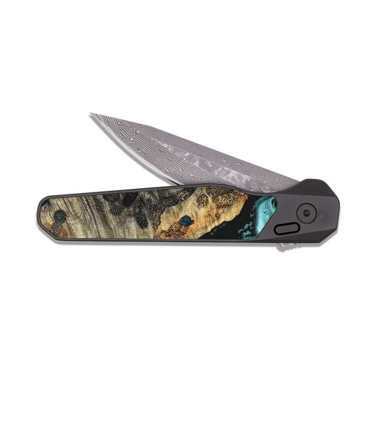 EDC Dark Damascus Wood Pocket Knife - Koen (Green, 822918)