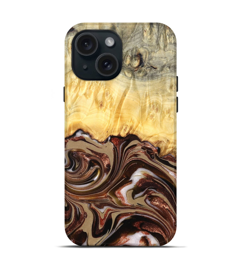 iPhone 15 Wood Live Edge Phone Case - Kaliyah (Red, 822956)