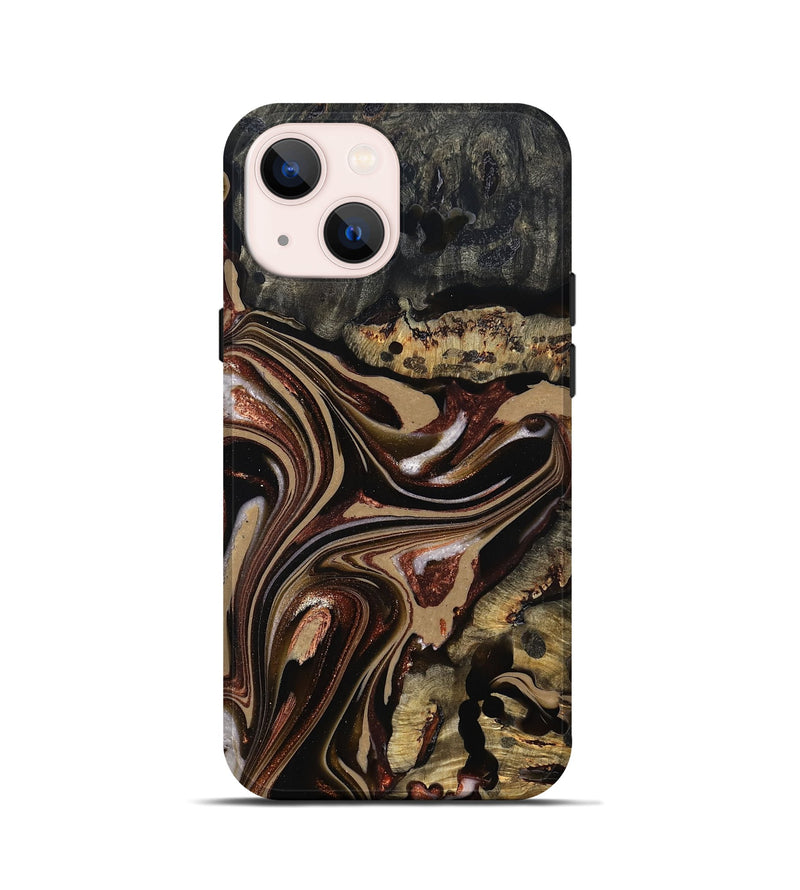 iPhone 13 mini Wood Live Edge Phone Case - Lilly (Red, 822957)