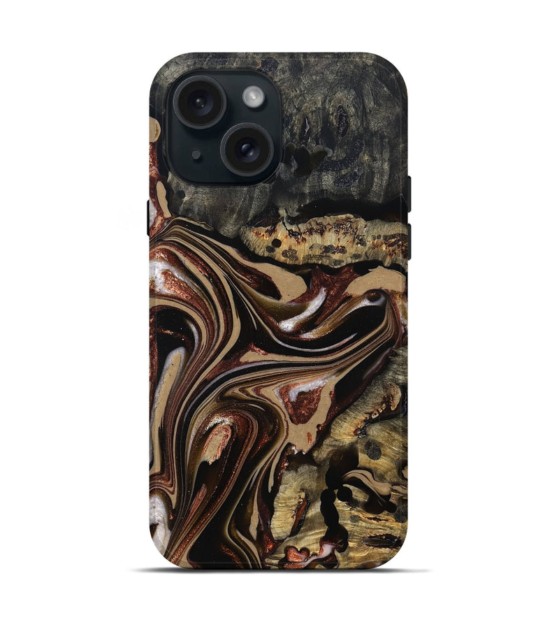 iPhone 15 Wood Live Edge Phone Case - Lilly (Red, 822957)