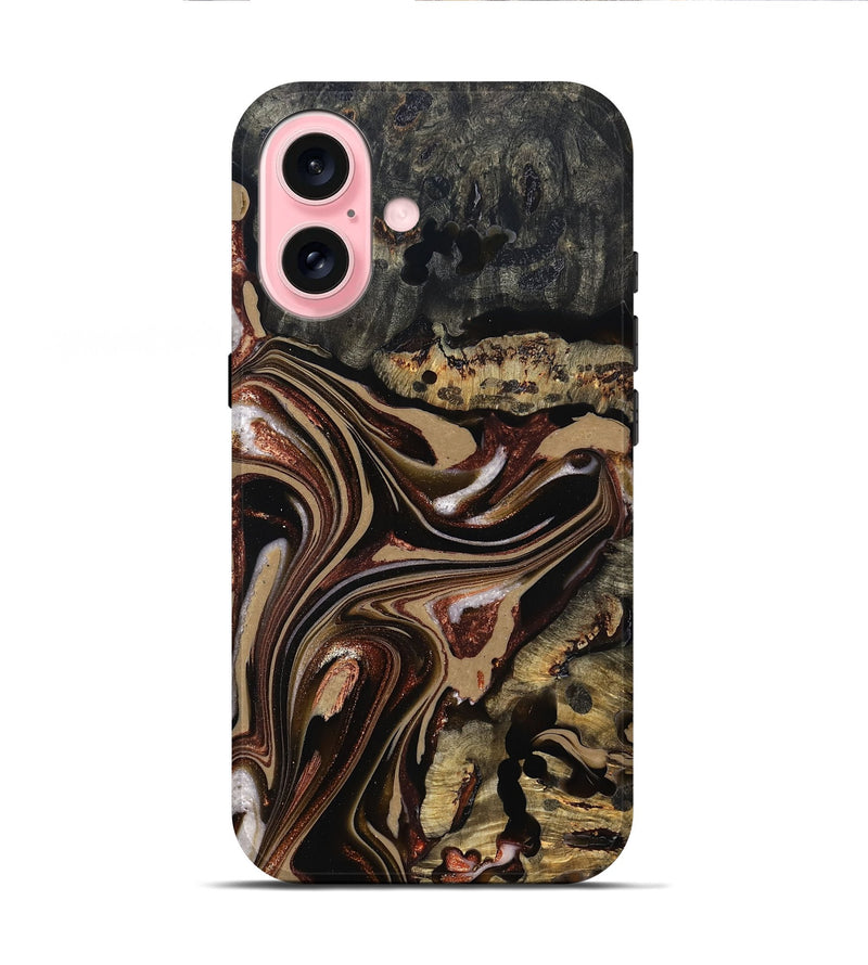 iPhone 16 Wood Live Edge Phone Case - Lilly (Red, 822957)