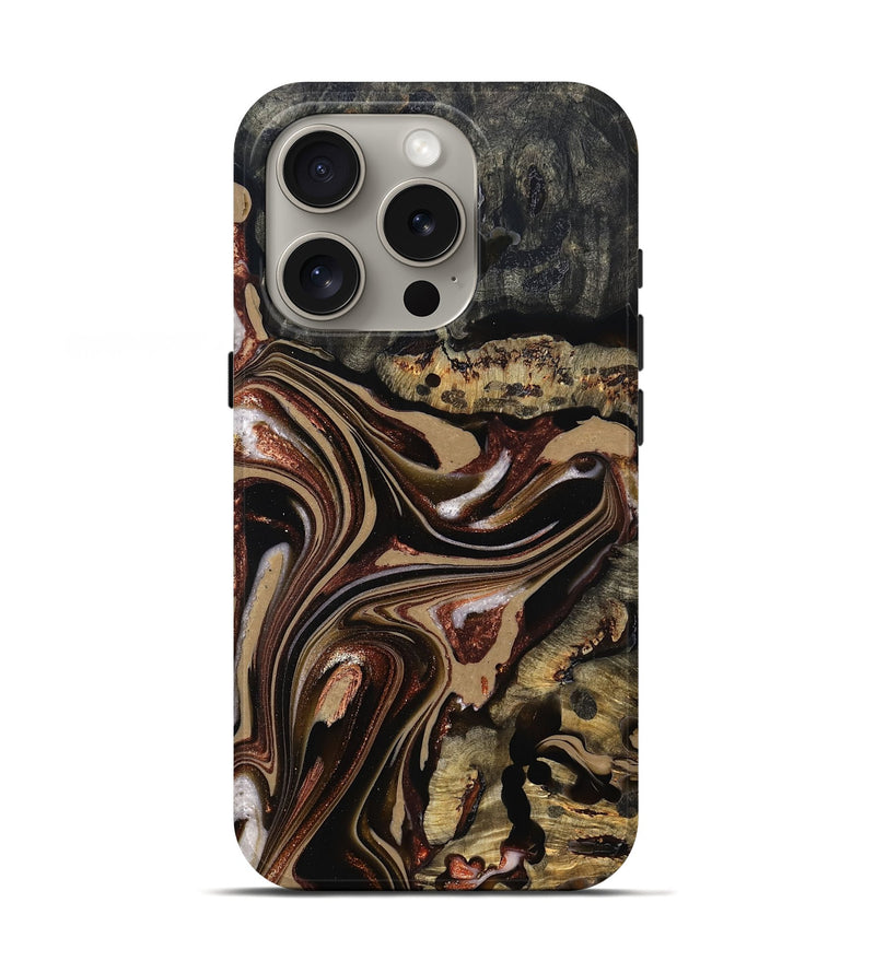 iPhone 16 Pro Wood Live Edge Phone Case - Lilly (Red, 822957)