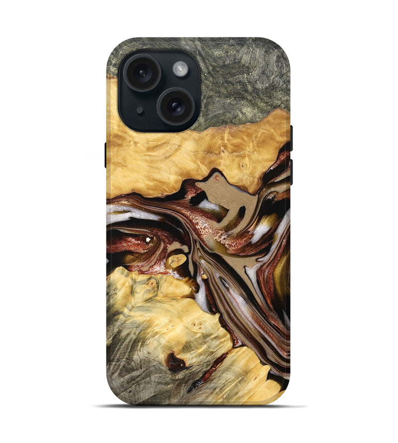 iPhone 15 Wood Live Edge Phone Case - Millie (Red, 822959)