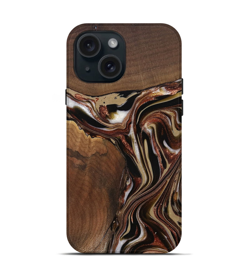 iPhone 15 Wood Live Edge Phone Case - Kevin (Red, 822960)