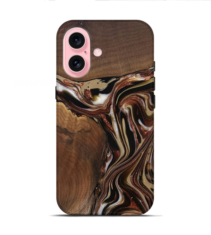 iPhone 16 Wood Live Edge Phone Case - Kevin (Red, 822960)