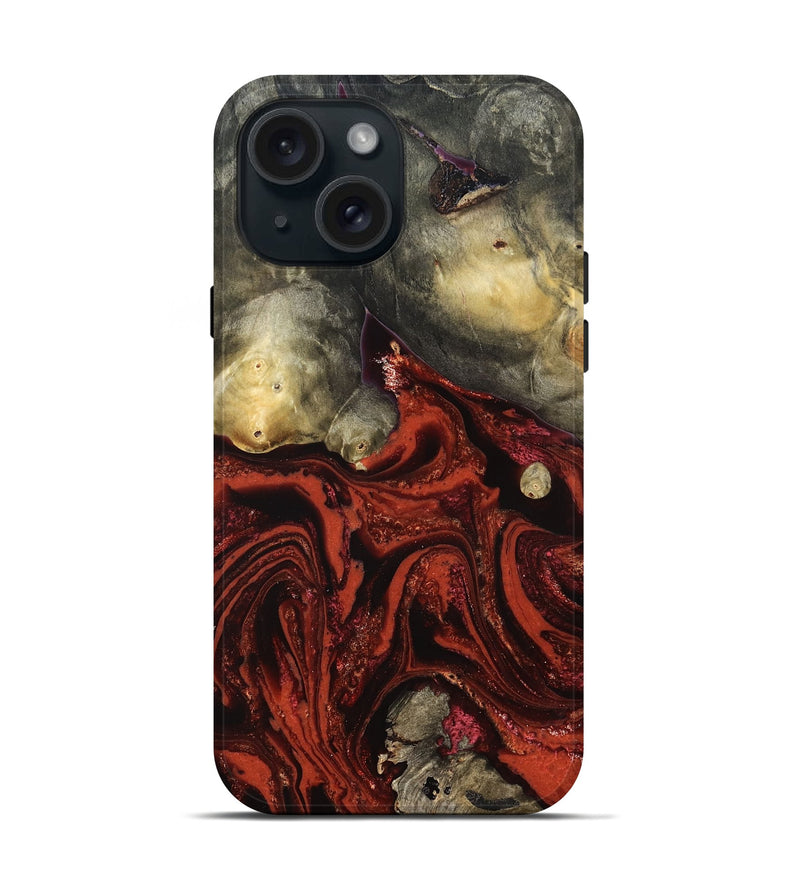iPhone 15 Wood Live Edge Phone Case - Rowland (Red, 822961)