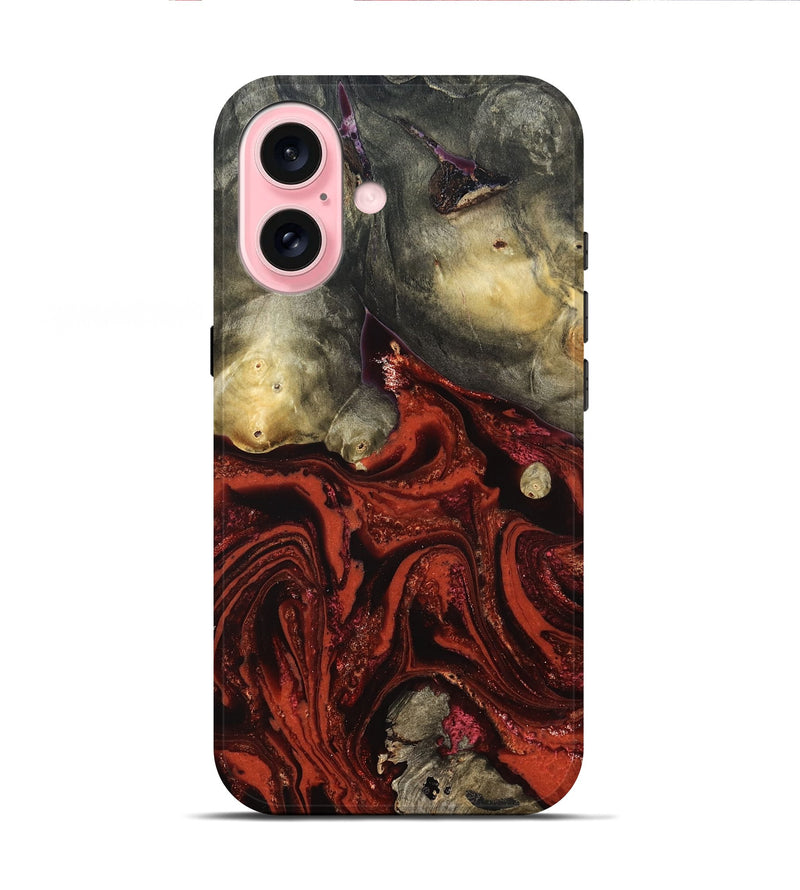 iPhone 16 Wood Live Edge Phone Case - Rowland (Red, 822961)