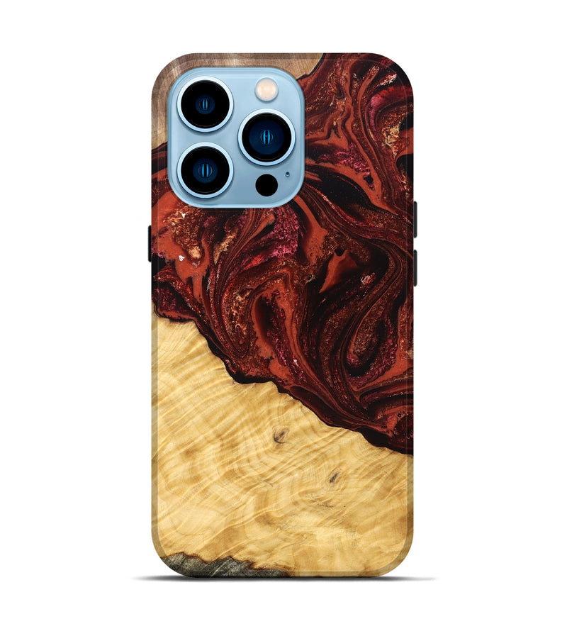 iPhone 14 Pro Wood Live Edge Phone Case - Arvilla (Red, 822965)