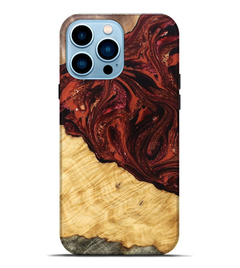 iPhone 14 Pro Max Wood Live Edge Phone Case - Arvilla (Red, 822965)