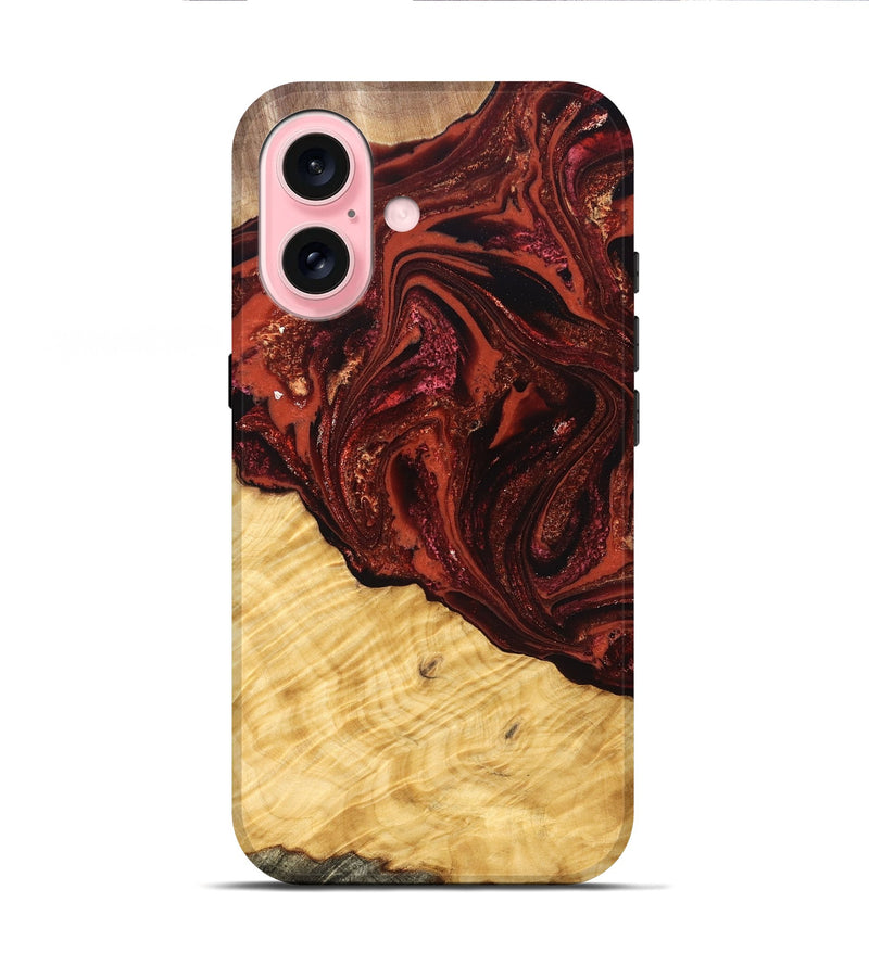iPhone 16 Wood Live Edge Phone Case - Arvilla (Red, 822965)