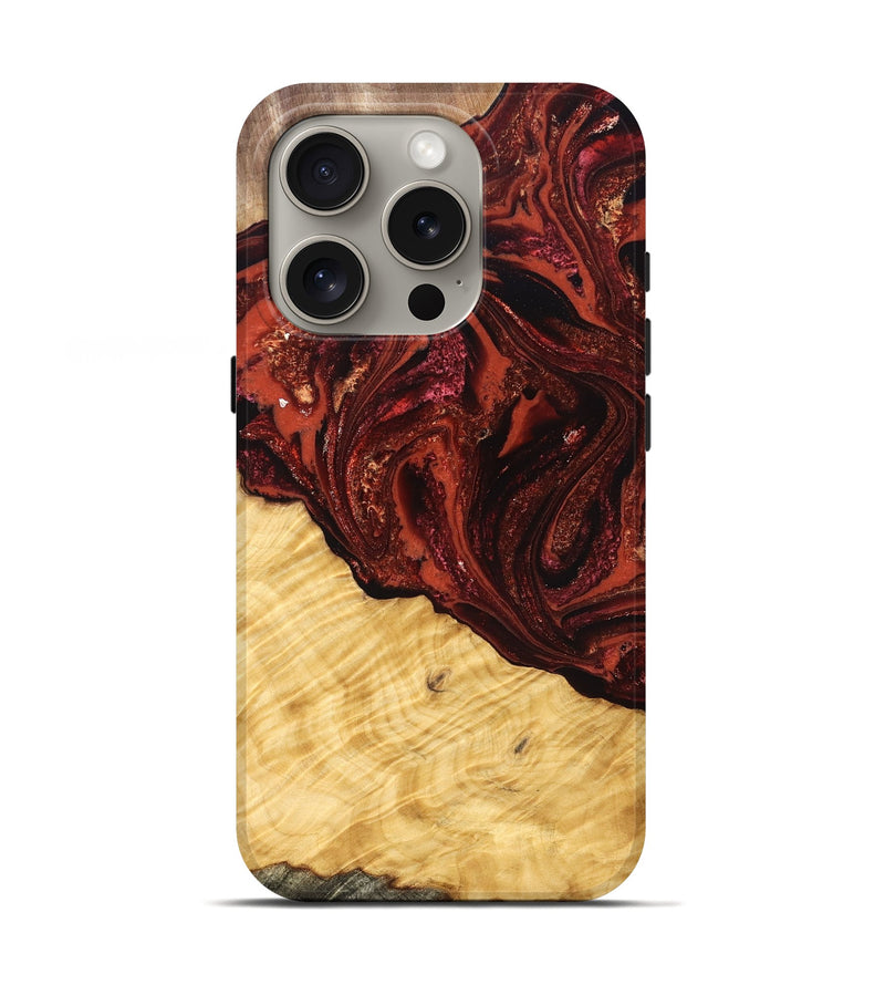 iPhone 16 Pro Wood Live Edge Phone Case - Arvilla (Red, 822965)