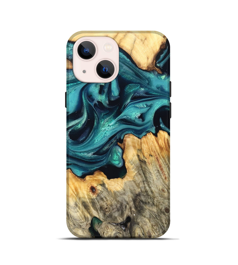 iPhone 13 mini Wood Live Edge Phone Case - Faith (Green, 822967)