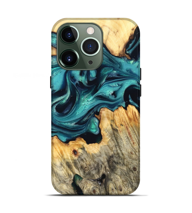 iPhone 13 Pro Wood Live Edge Phone Case - Faith (Green, 822967)