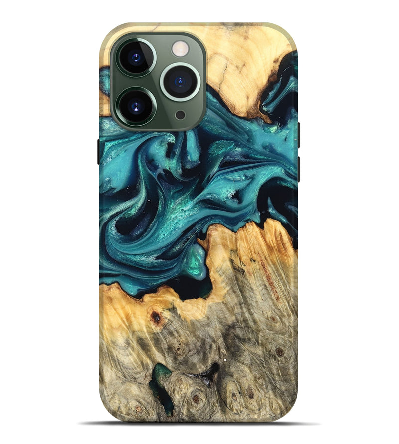 iPhone 13 Pro Max Wood Live Edge Phone Case - Faith (Green, 822967)