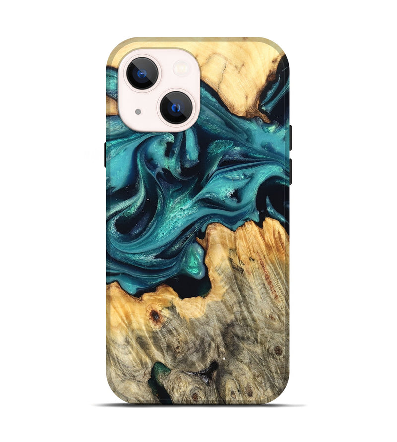 iPhone 14 Wood Live Edge Phone Case - Faith (Green, 822967)