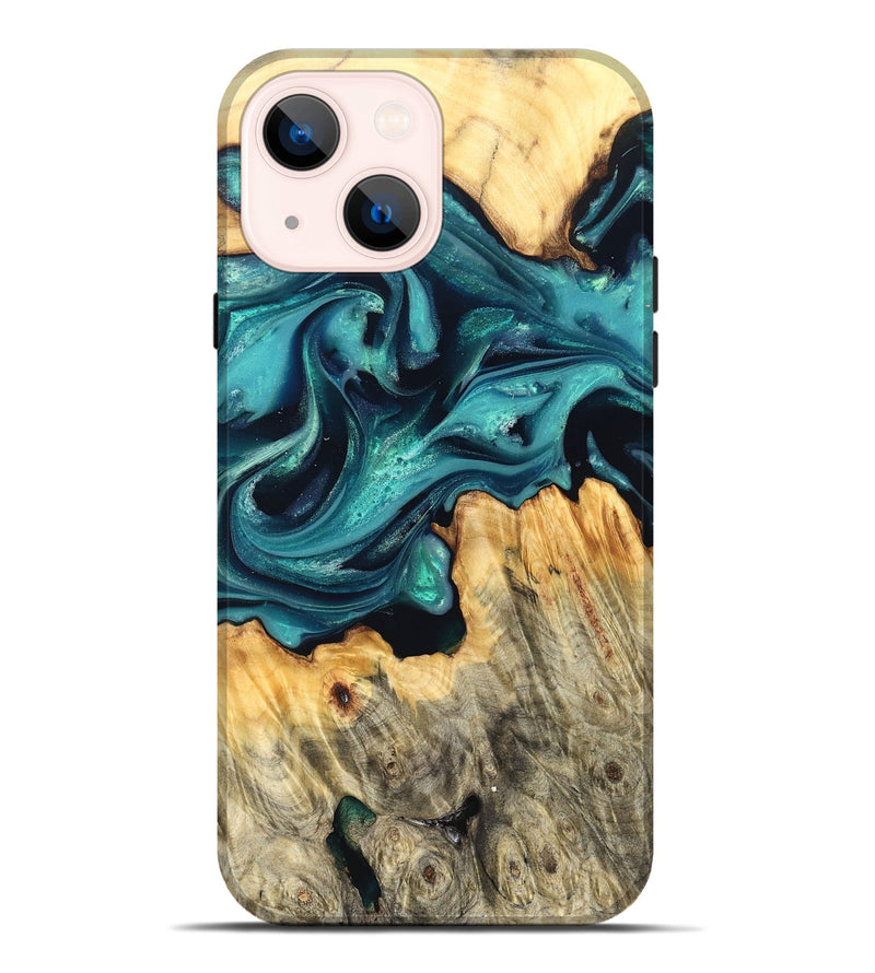 iPhone 14 Plus Wood Live Edge Phone Case - Faith (Green, 822967)