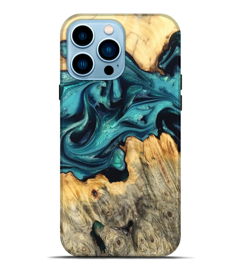 iPhone 14 Pro Max Wood Live Edge Phone Case - Faith (Green, 822967)