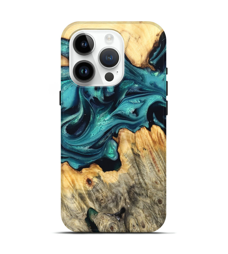 iPhone 15 Pro Wood Live Edge Phone Case - Faith (Green, 822967)